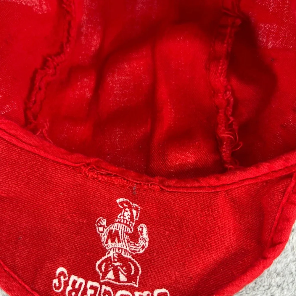 Vtg AOP Wisconsin Badgers Cycling Cap Red Bucky Badger NCAA Bike Hat Retro